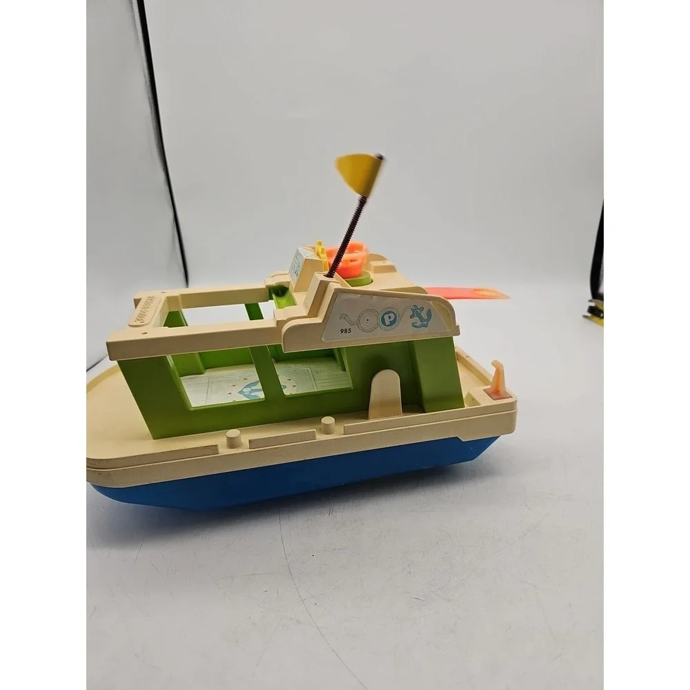 Vintage 1972 Fisher Price Little People Houseboat Happy House Boat Toy #985‎
